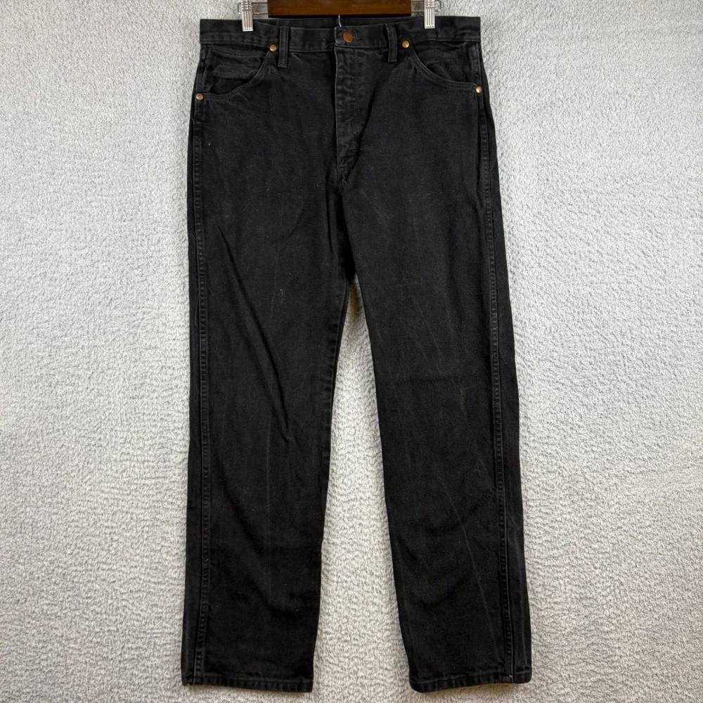 Wrangler Jeans Mens 35x32 Black 13MWZ Cowboy Cut Original Fit Denim Patch